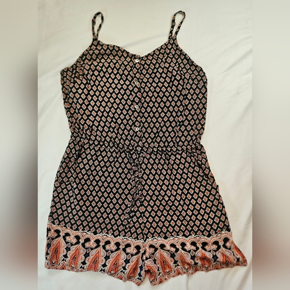 Up By Ultra Junior Pink Blue & Pink Floral Tank Top And Short Romper Size Large - Picture 1 of 12